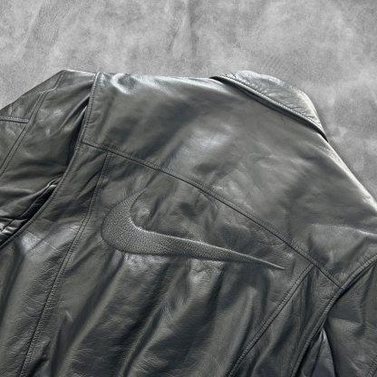 Black Nike Leather Jacket 1990s