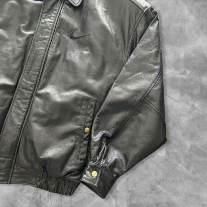 Black Nike Leather Jacket 1990s
