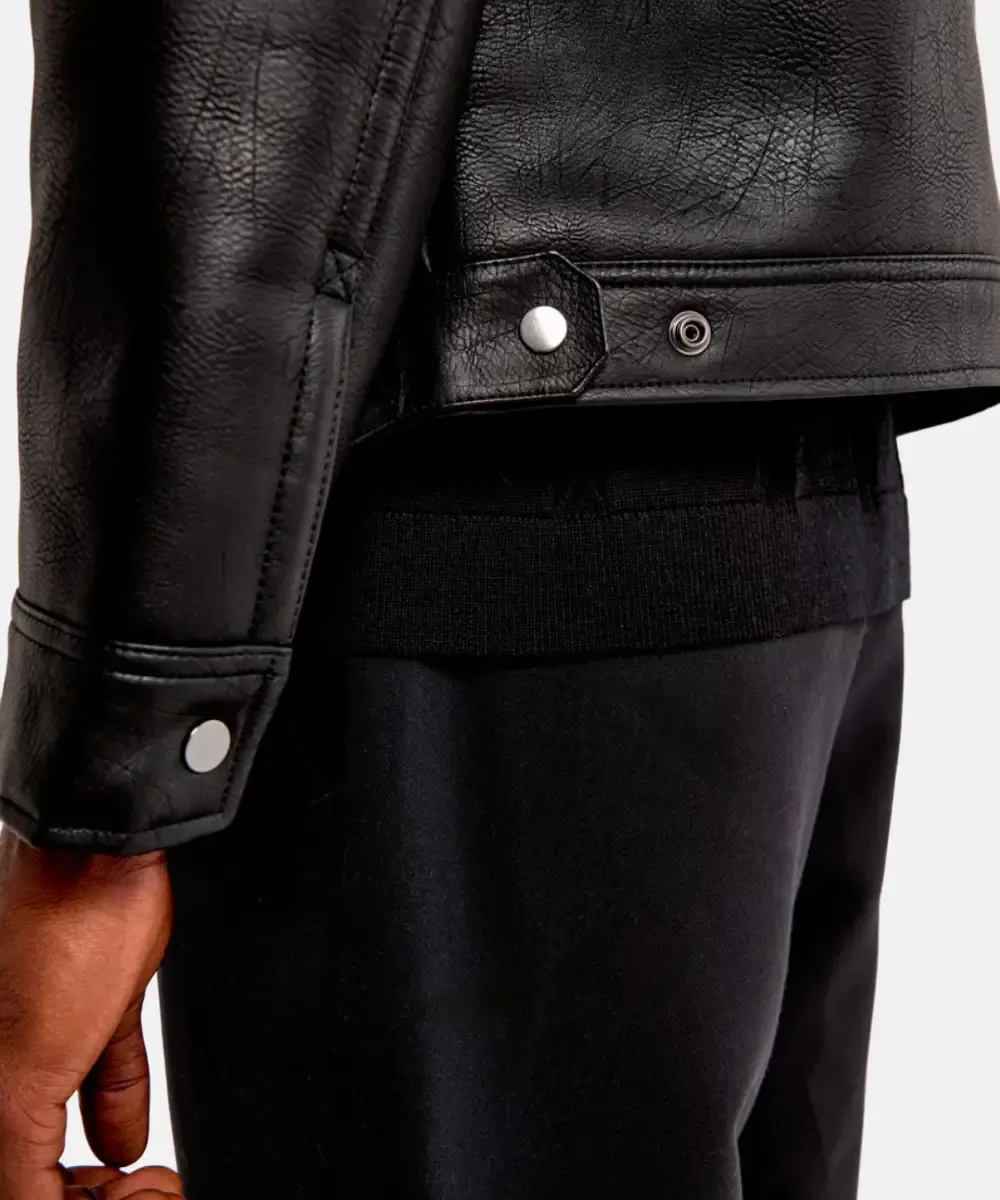 Mens Cropped Aviator Sherpa Leather Jacket