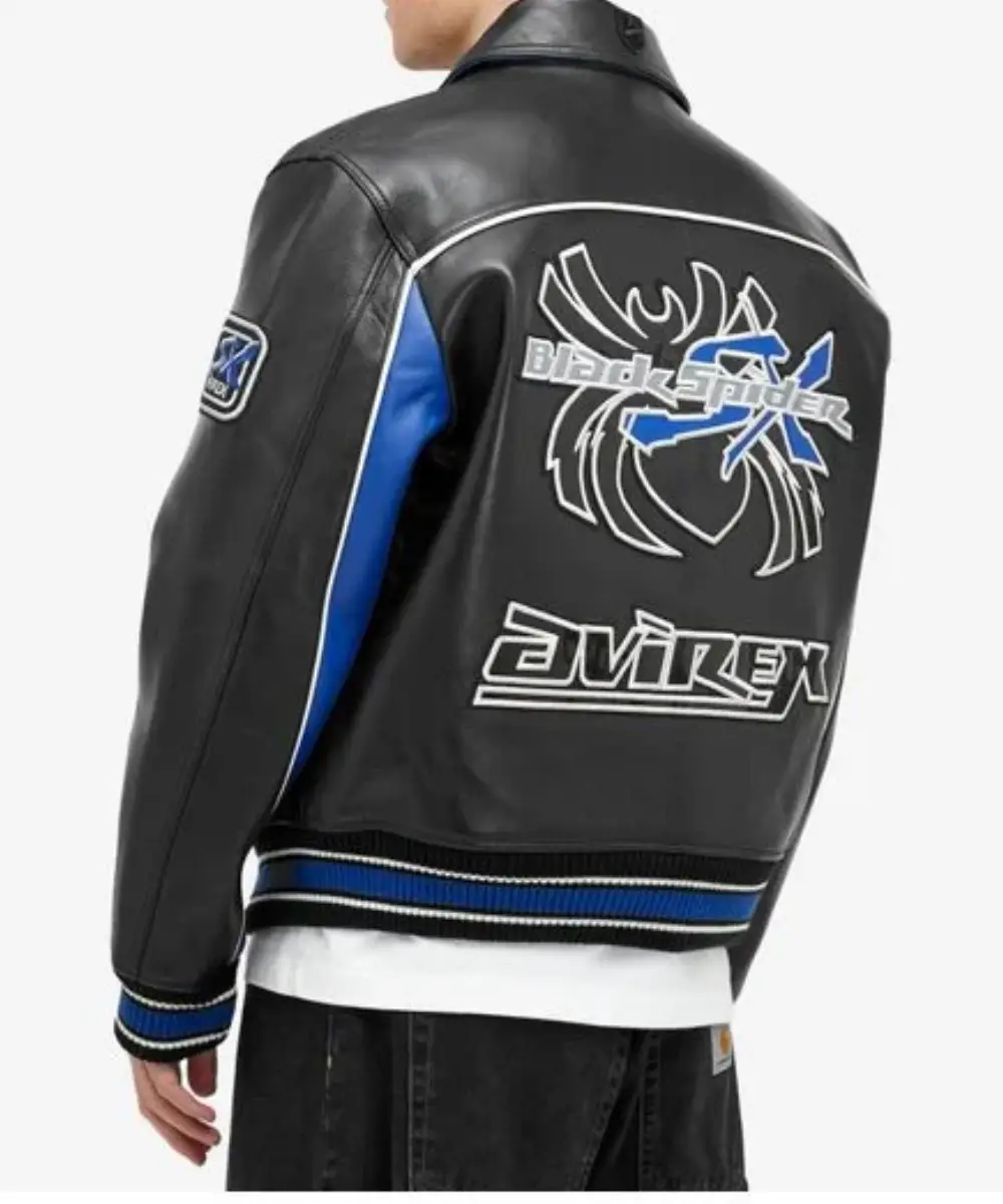 Avirex Black Spider Racing Leather Jacket