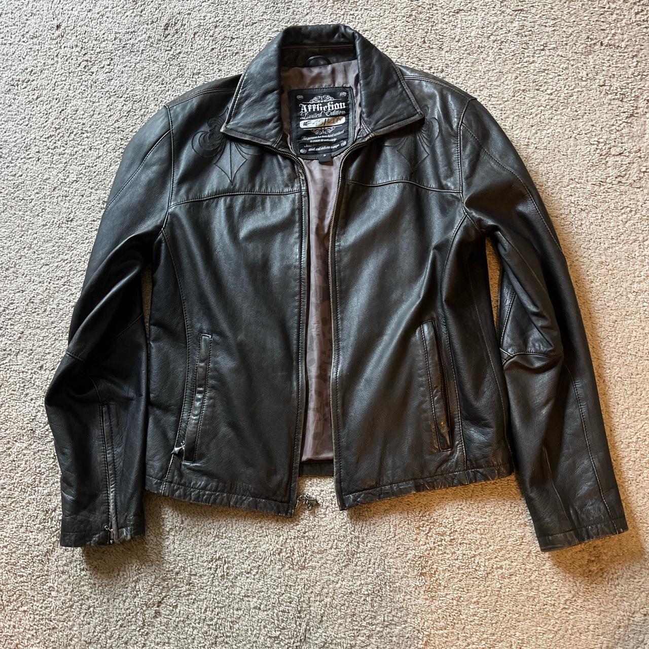 Black Double Eagle Y2K Leather Jacket