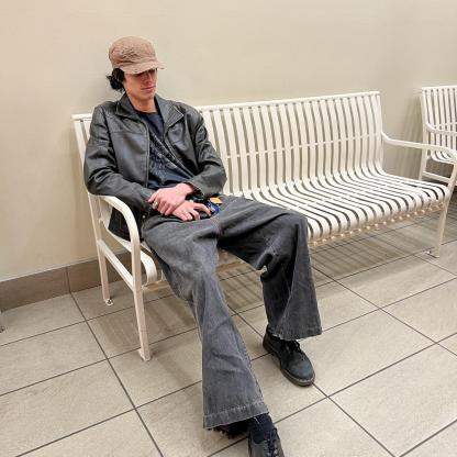 Black Double Eagle Y2K Leather Jacket