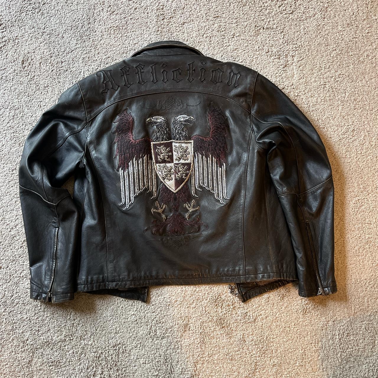 Black Double Eagle Y2K Leather Jacket