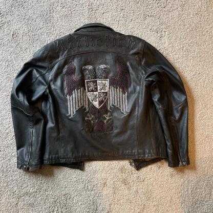 Black Double Eagle Y2K Leather Jacket