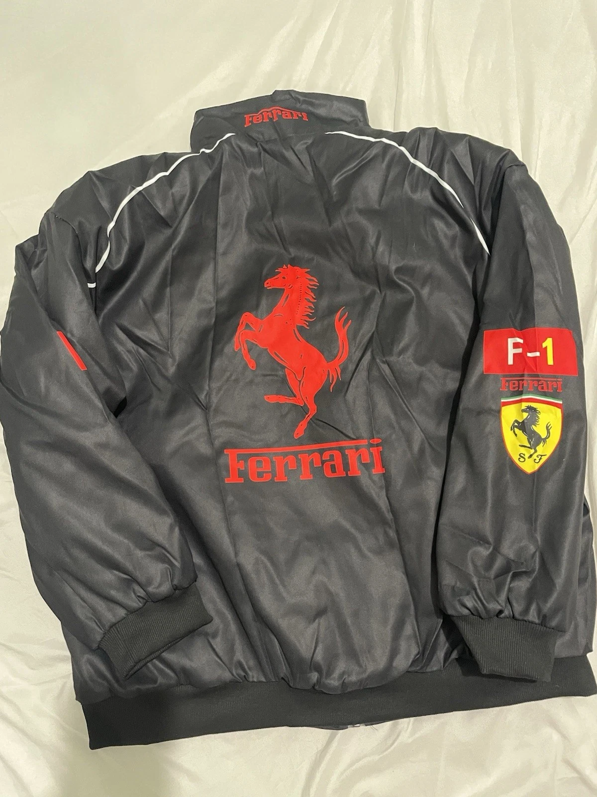 Ferrari Racing Jacket Black  F1 Team Emblems Printed