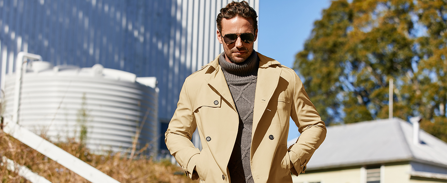 mid length trench coat for men