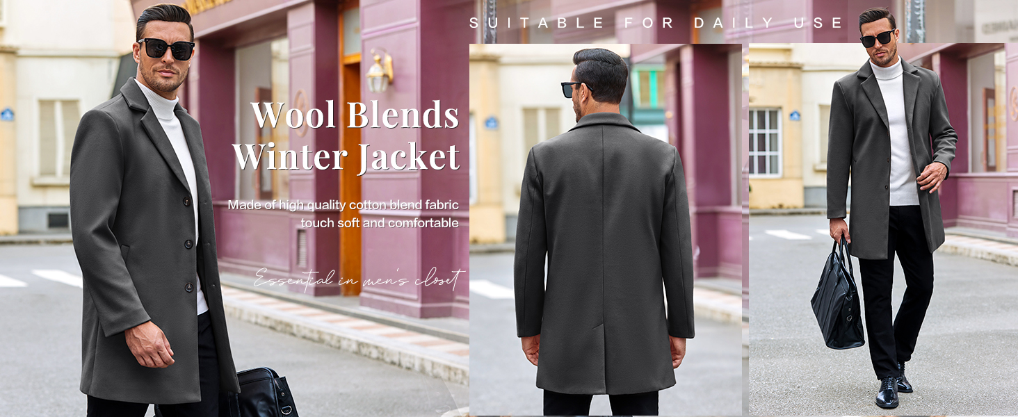 single breasted peacoat for men