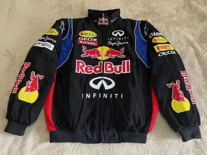 Adult F1 Vintage Racing Jacket, Ebroidered Cotton Padded ,Red Bull Jacket