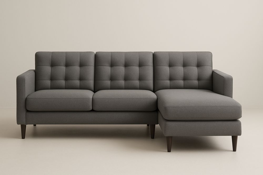 Rohová pohovka šedá látka s dřevěnými nohami-Casavivapt