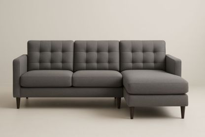 Rohová pohovka šedá látka s dřevěnými nohami-Casavivapt