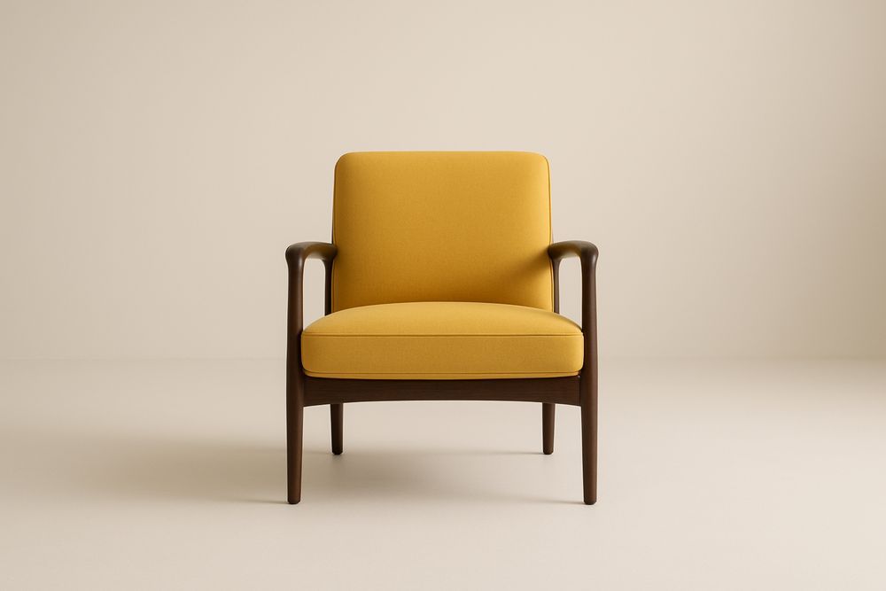 Žluté křeslo s dřevěnými opěrkami 75x80x85 cm-Casavivapt