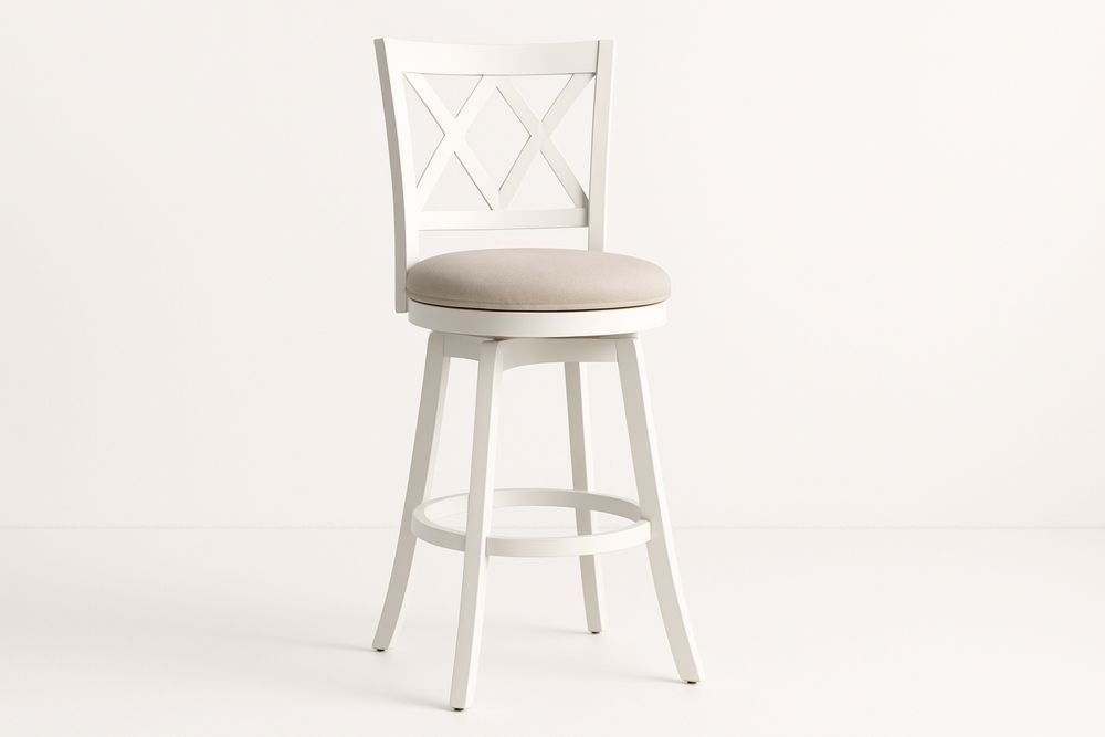 Bílá otočná barová židle s čalouněným sedákem-Casavivapt