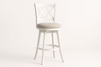 Bílá otočná barová židle s čalouněným sedákem-Casavivapt