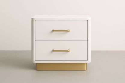 Bílý noční stolek se dvěma zásuvkami z MDF a kovu-Casavivapt