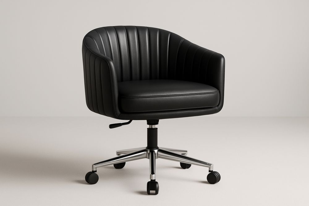 Kancelářská židle černá PU kůže kovová základna-Casavivapt