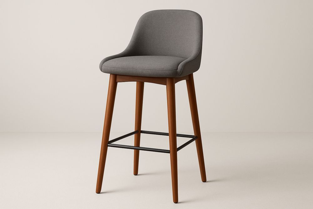 Barová židle šedá látka dřevěné nohy 105x50x55 cm-Casavivapt