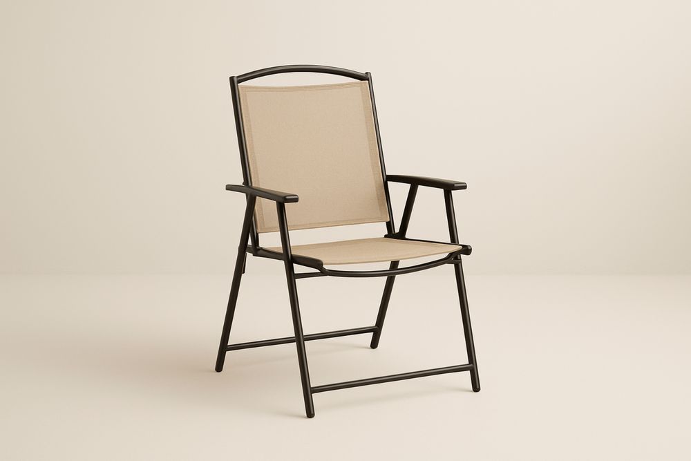 Skládací židle s hliníkovým rámem a béžovým textilenem, 100 kg-Casavivapt
