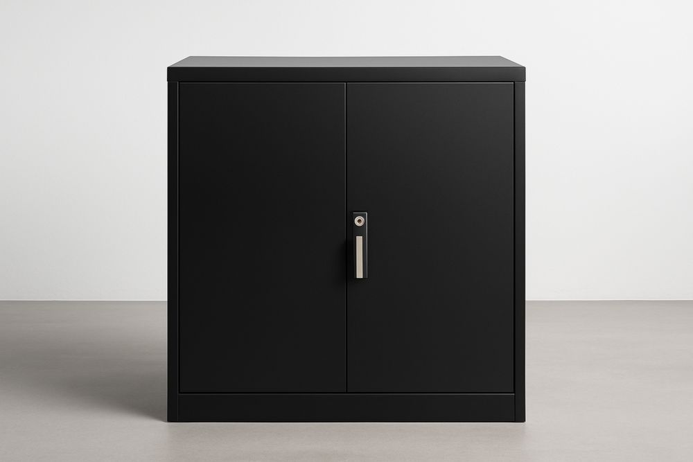 Černá kovová skříňka s dveřmi 85x90x40 cm-Casavivapt