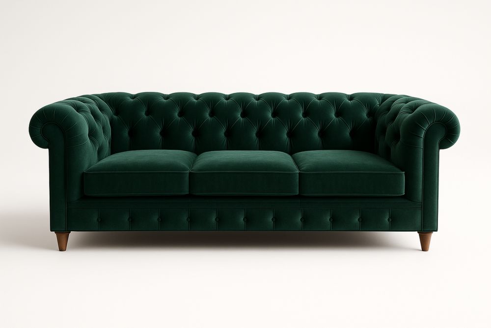 Sametová pohovka Chesterfield tmavě zelená-Casavivapt