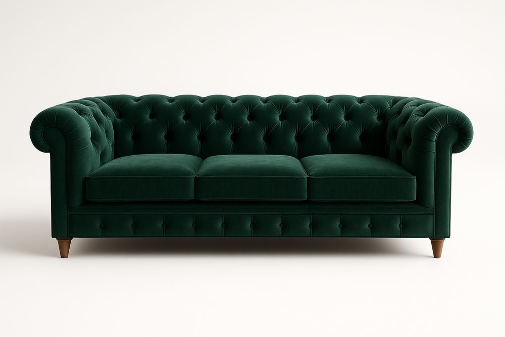 Sametová pohovka Chesterfield tmavě zelená-Casavivapt