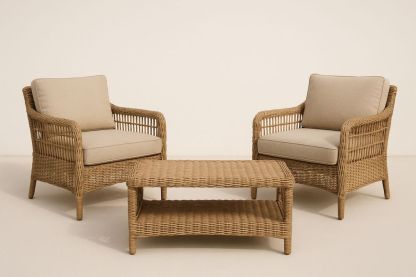 Zahradní sada křesel a stolku z polyratanu hnědá-Casavivapt