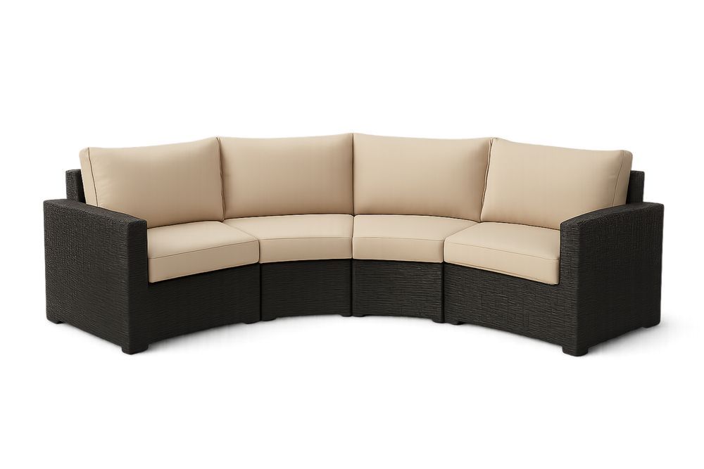 Modulární rohová pohovka z umělého ratanu s béžovými polštáři 220x90x85 cm-Casavivapt