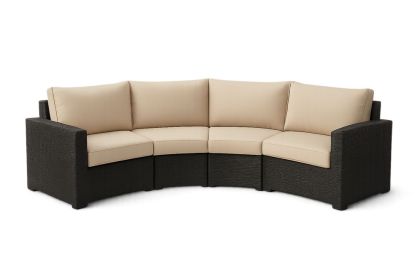 Modulární rohová pohovka z umělého ratanu s béžovými polštáři 220x90x85 cm-Casavivapt