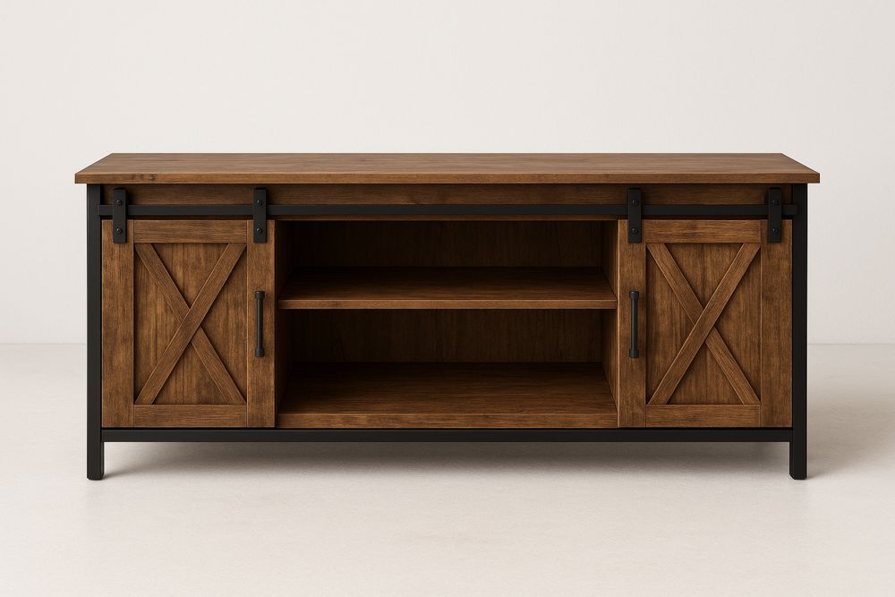 Dřevěný TV stolek s kovovým rámem-Casavivapt