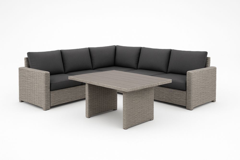 Ratanová sedací souprava se stolem Šedá 250x250 cm-Casavivapt