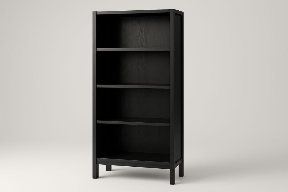 Knihovna z černého dřeva s 4 policemi 150x70x30 cm-Casavivapt