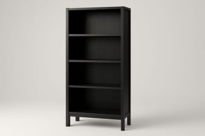 Knihovna z černého dřeva s 4 policemi 150x70x30 cm-Casavivapt