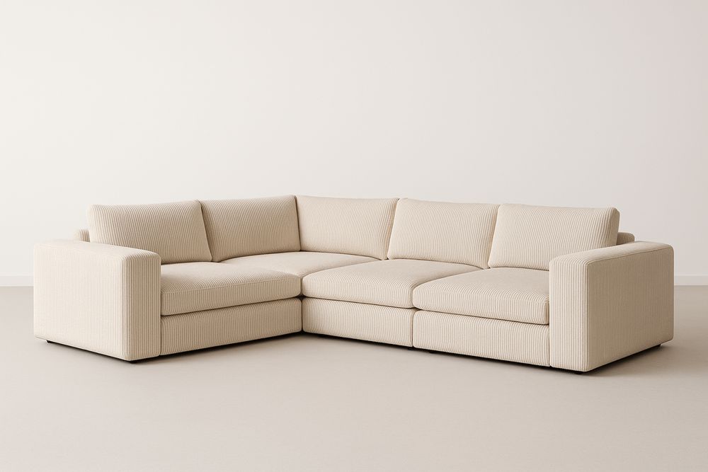 Béžová rohová pohovka s textilním potahem-Casavivapt