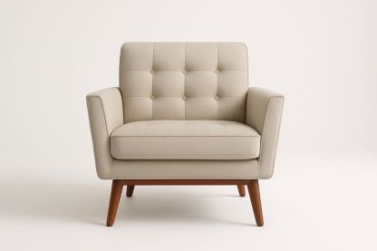 Křeslo béžové látkové dřevěné nohy 90x80x85 cm-Casavivapt