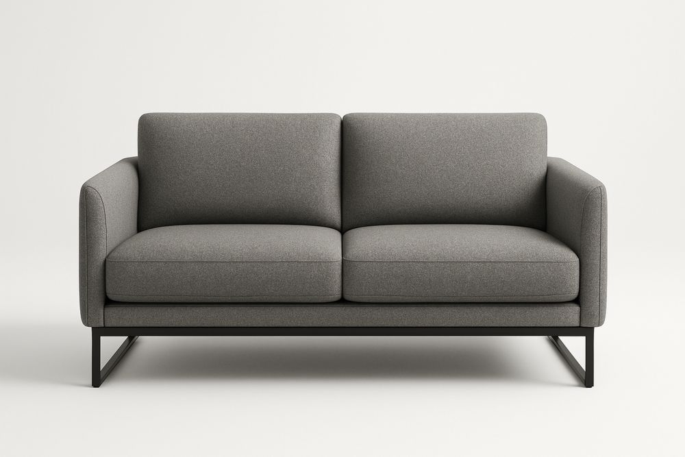 Dvou-místná pohovka šedá látka s kovovým rámem-Casavivapt
