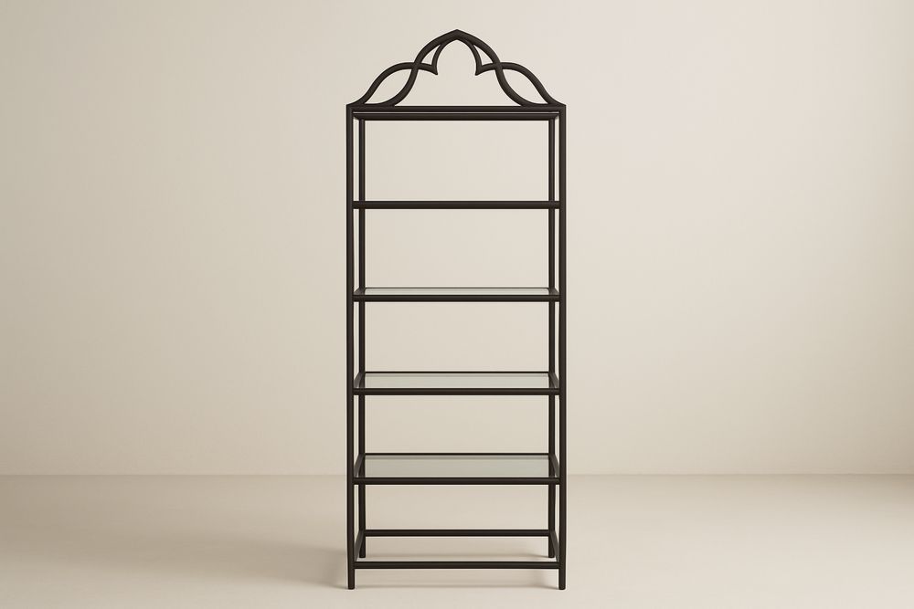 Kovová police s pěti tvrzenými skleněnými policemi-Casavivapt