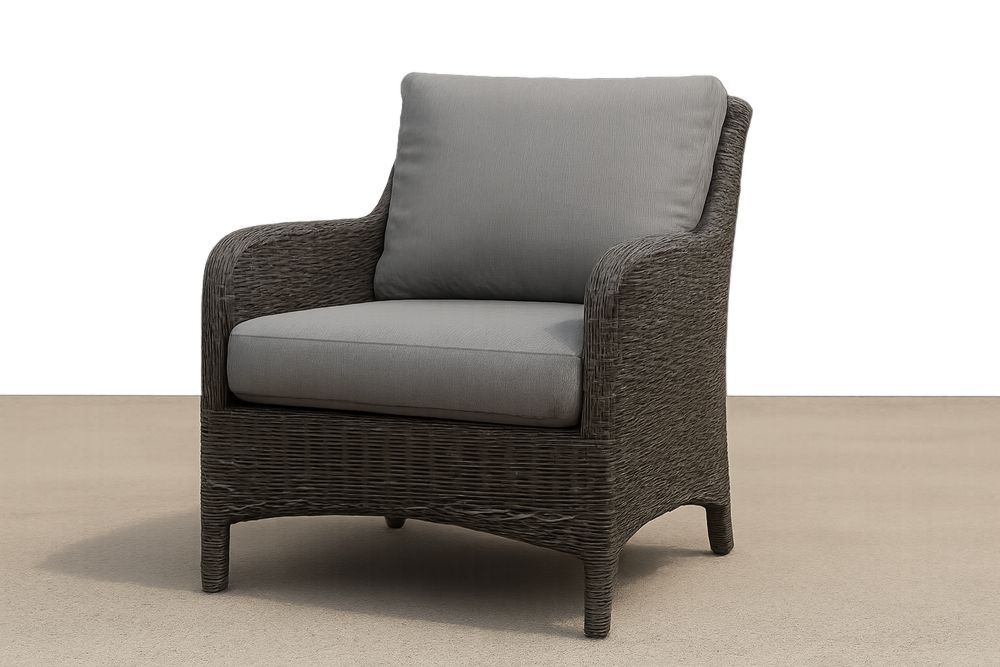 Ratanové zahradní křeslo se šedými polštáři-Casavivapt