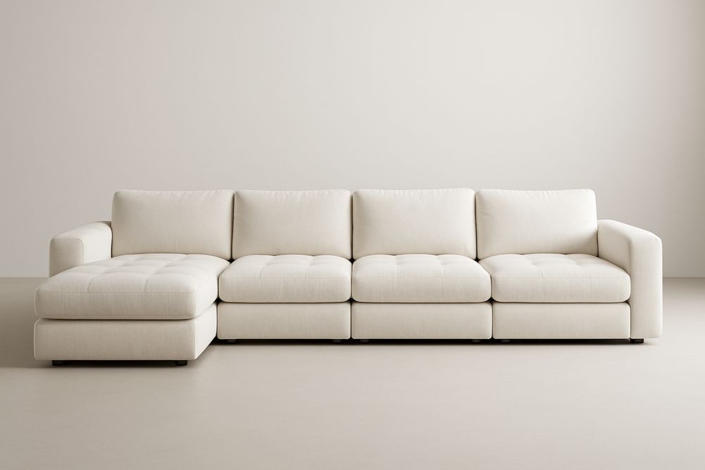 Krémová modulární pohovka z polyesteru s pěti sedacími místy-Casavivapt