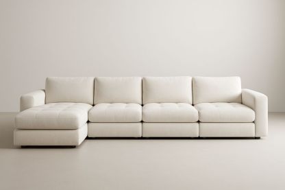 Krémová modulární pohovka z polyesteru s pěti sedacími místy-Casavivapt