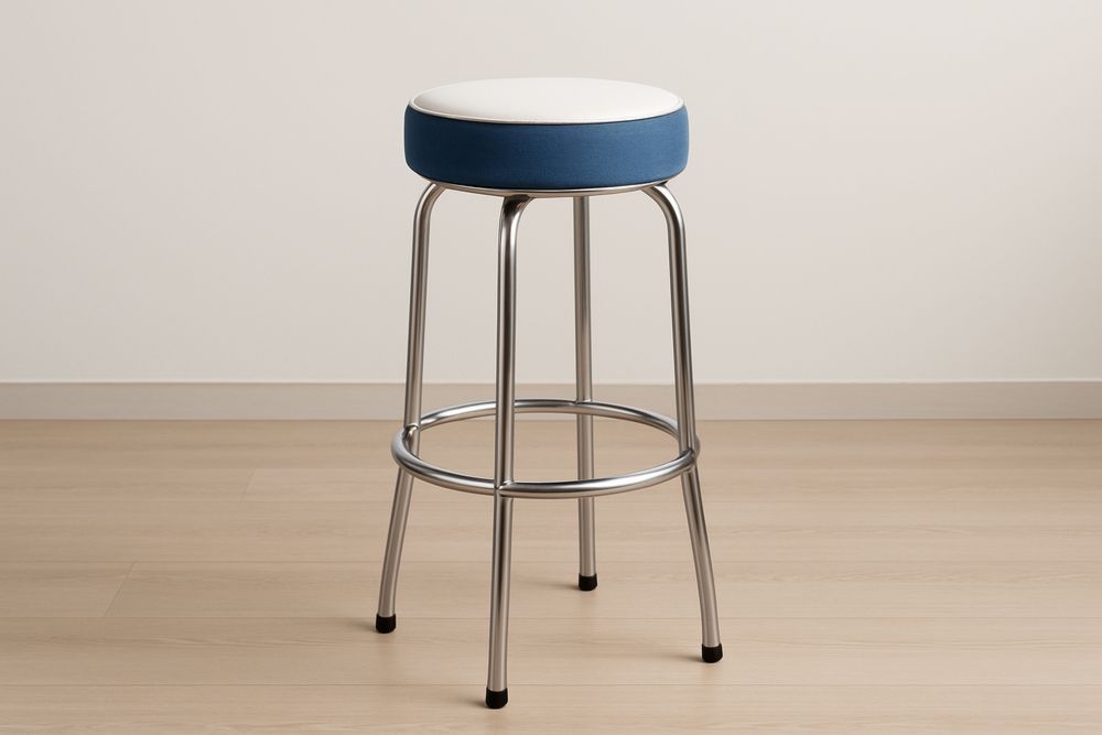 Kovová barová židle modrá s bílým sedákem výška 75 cm-Casavivapt