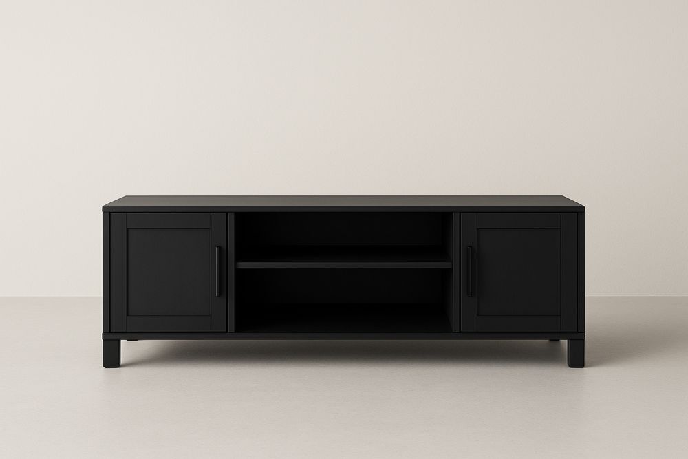 Černá televizní skříň s dvěma dvířky MDF 150x40x50 cm-Casavivapt