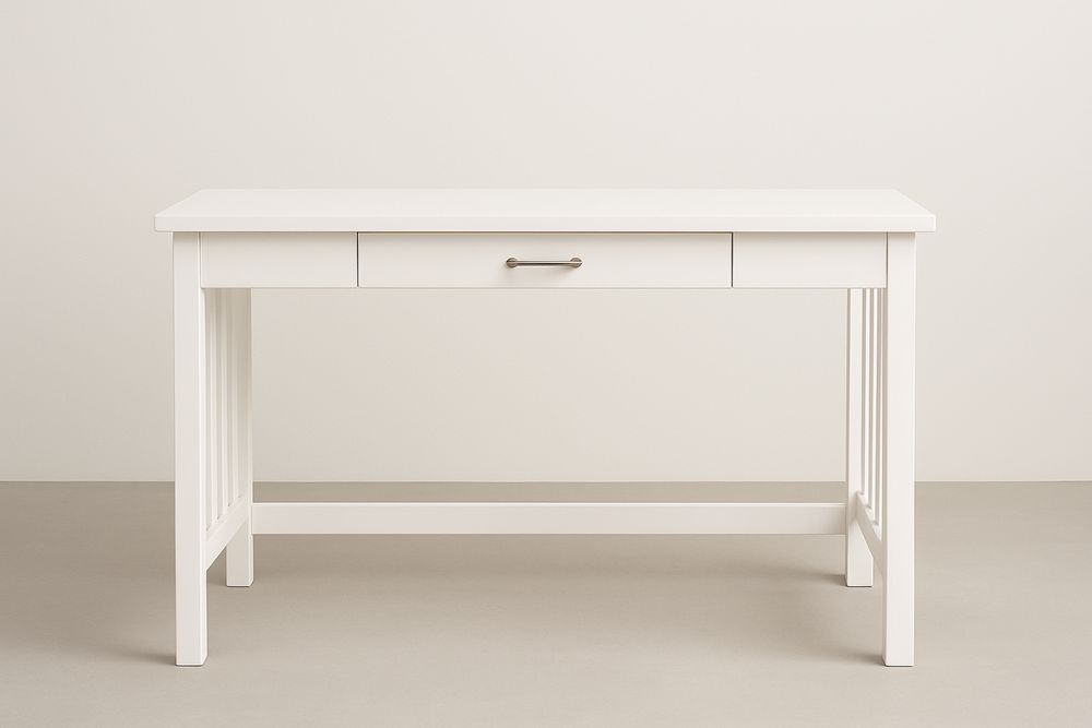 Bílý psací stůl s jednou zásuvkou 120x60x75 cm-Casavivapt