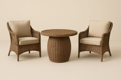 Zahradní ratanová sestava s křesly a kulatým stolem-Casavivapt