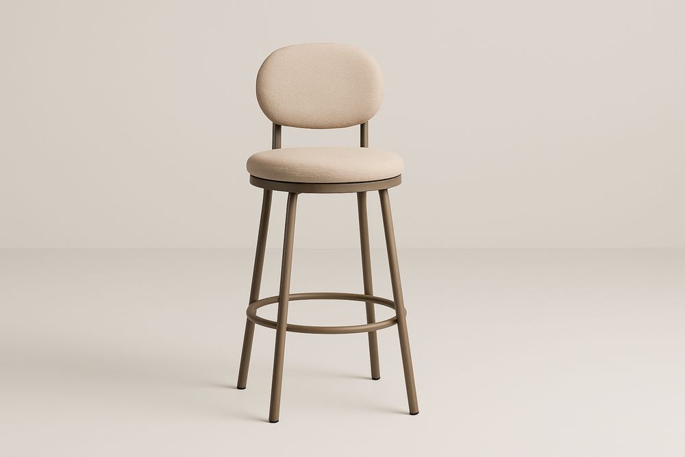 Barová židle s látkovým sedákem, béžová kovová konstrukce-Casavivapt