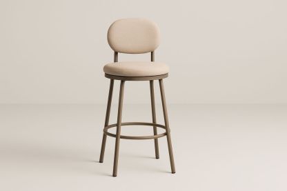 Barová židle s látkovým sedákem, béžová kovová konstrukce-Casavivapt