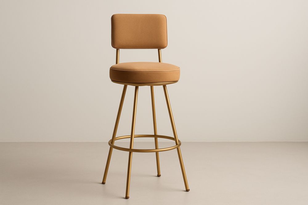 Barová židle otočná textilní sedák kovové nohy hnědá-Casavivapt