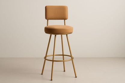 Barová židle otočná textilní sedák kovové nohy hnědá-Casavivapt