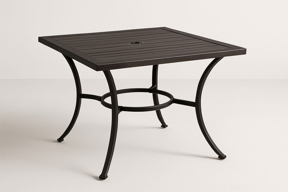 Kovový zahradní stůl čtvercový černý 90x90x75 cm-Casavivapt