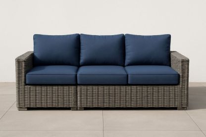 Třímístná pohovka z umělého ratanu modrá 197cm-Casavivapt