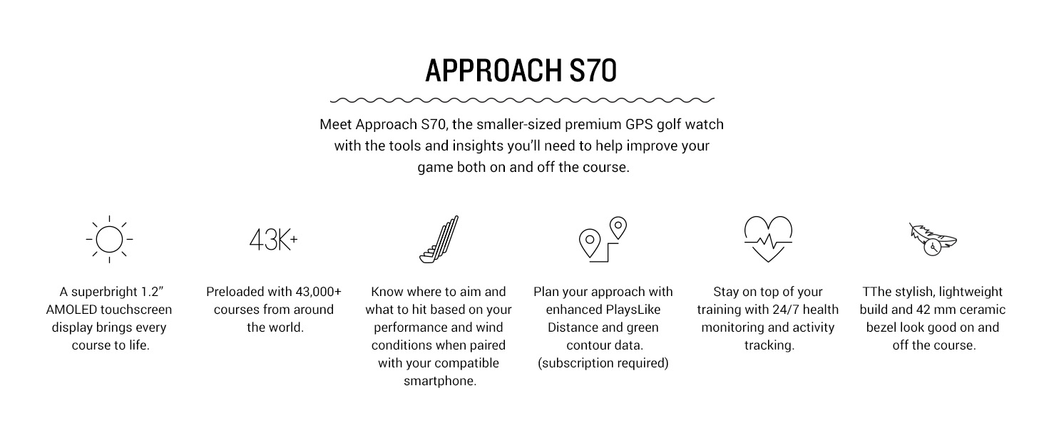 Garmin Approach S70 Premium Golf GPS Watch