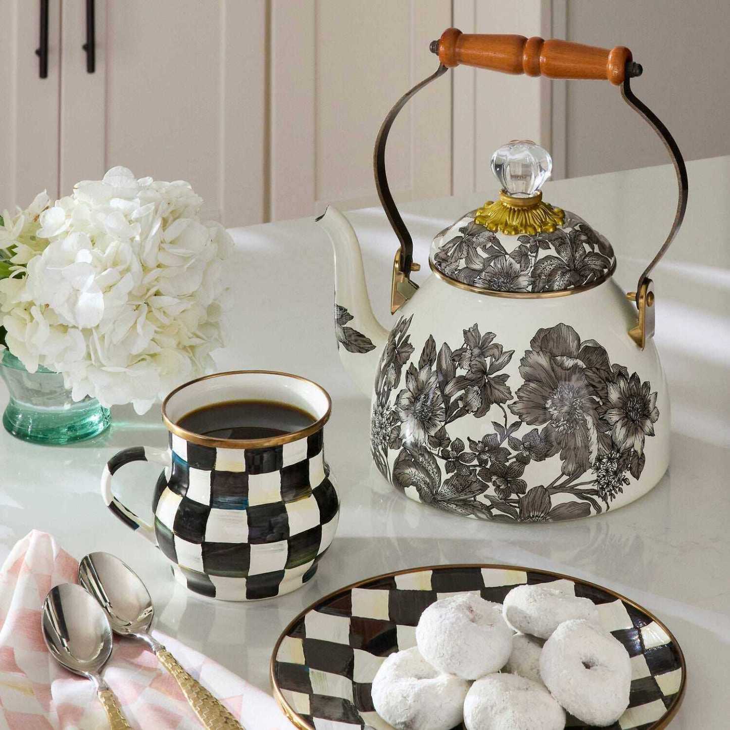 Sterling English Garden 2 Quart Tea Kettle by Mackenzie Childs 1,89L